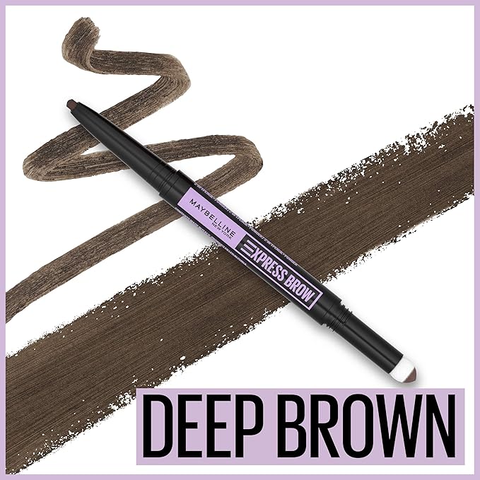 Maybelline Express Brow 2-In-1 Pencil and Powder Eyebrow Makeup, Deep Brown, 1 Count