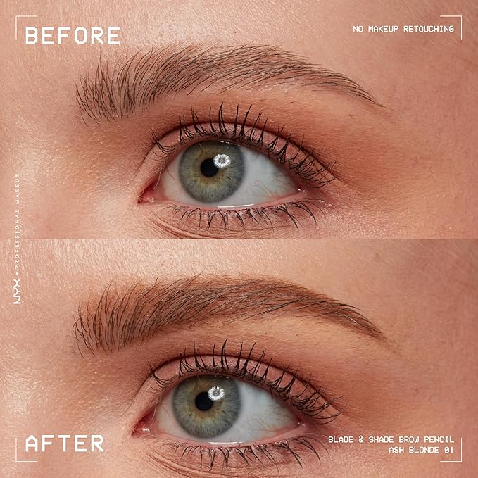 NYX PROFESSIONAL MAKEUP Blade & Shade Brow Pencil, Nano Mechanical Eyebrow Pencil, Up to 16HR Make Up Wear - Ash Blonde