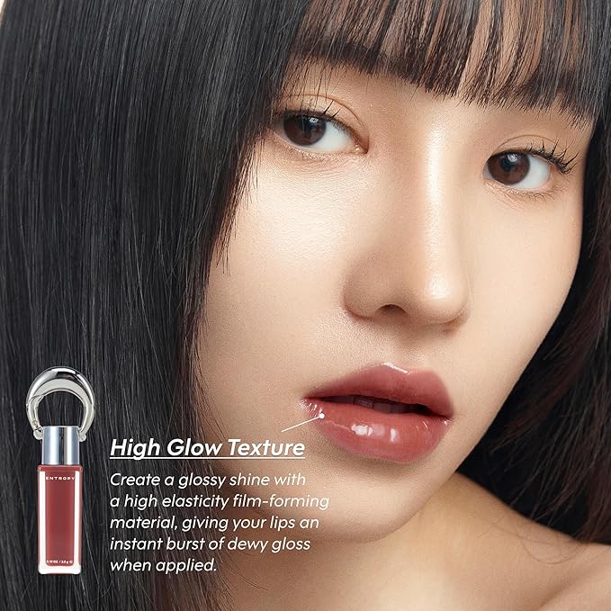 ENTROPY Makeup 2-in-1 Charm Shiny Glowy Lip & Cheek Gloss Tint Keychain, High Pigment Glossy Lip Color & Plumping Gloss, C8 Smoky Quartz Charm