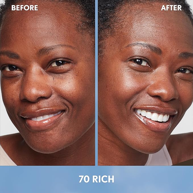 Covergirl Simply Ageless Skin Perfector Essence Foundation, 70 Rich, Tinted Skin Perfector, Skincare Makeup Hybrid, Sheer Tint, Radiant Finish, Skin-Like Finish, Vegan Formula, 1.0oz