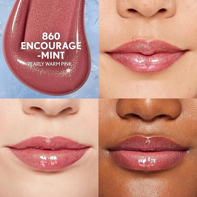 COVERGIRL Clean Fresh Yummy Plumper Lip Gloss, 860 Encourage-Mint, Shiny, Vegan Formula, Easy to Apply, Minty Flavor, 0.33oz