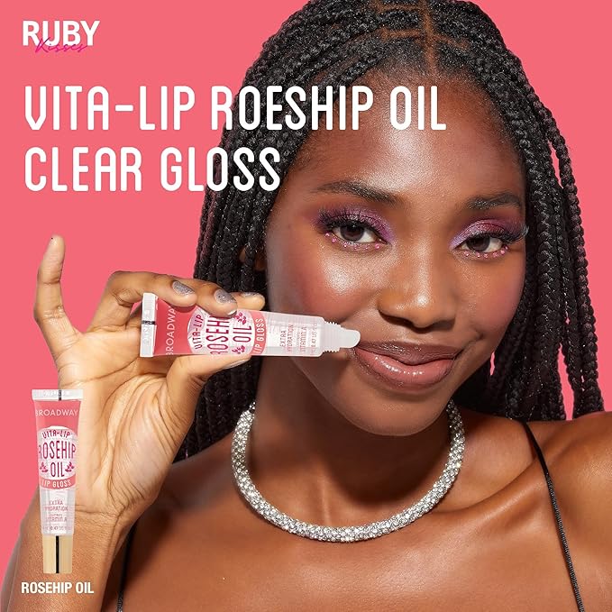 Ruby Kisses Broadway Vita-Lip Clear Lip Gloss (Rosehip Oil 12 Pack), Ultra-Hydrating & Soothing Formula with Vitamin Oils, High-Shine Non-Sticky Finish, Healing Glossy Lip Balm With Vitamin A