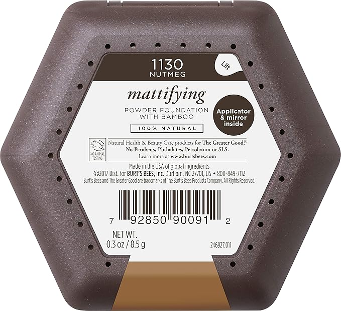 Burts Bees 100% Natural Mattifying Powder Foundation, Nutmeg of 2)
