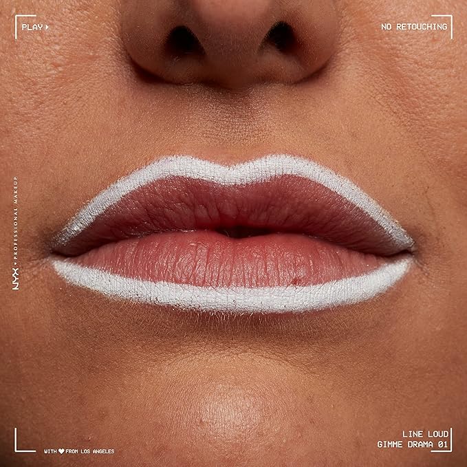 NYX PROFESSIONAL MAKEUP Line Loud Lip Liner, Longwear and Pigmented Lip Pencil with Jojoba Oil & Vitamin E - Gimme Drama (White)