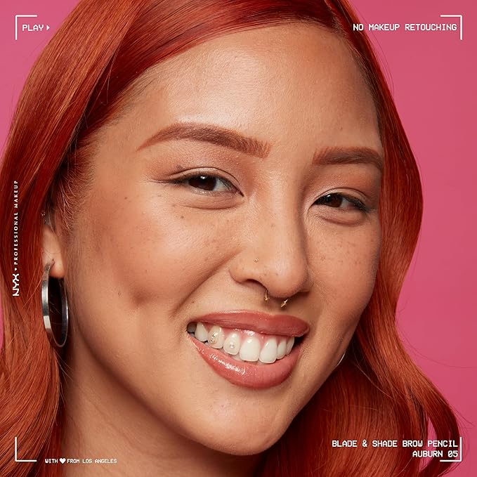 NYX PROFESSIONAL MAKEUP Blade & Shade Brow Pencil, Nano Mechanical Eyebrow Pencil, Up to 16HR Make Up Wear - Auburn