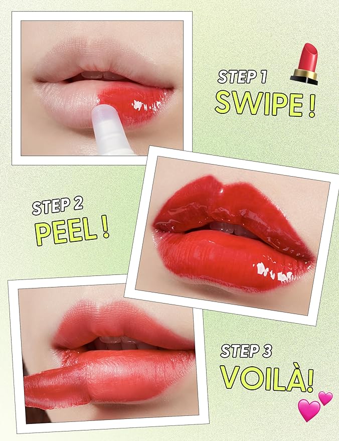 LIP My Tint Pack - Korean Lip Stain Peel Off Pack | Kiss-Proof Korean Lip Tint Long Lasting Lip Stain Marker | Waterproof Lip Stain Peel Off Lipstick (03. Classic Red, 0.50 Fl Oz)