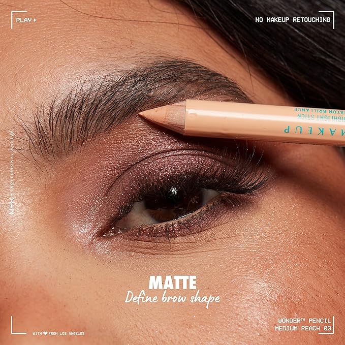 NYX PROFESSIONAL MAKEUP Wonder Pencil, Multi-Use Micro Highlighter & Concealer Stick - Medium Peach (Pack of 2)