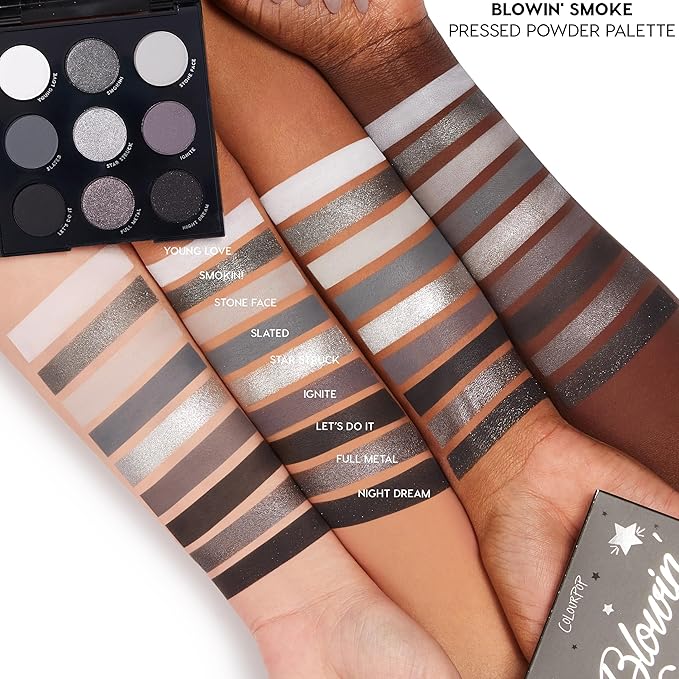 ColourPop Blowin' Smoke Eyeshadow Palette - Silver & Smokey Eye Eyeshadow Palette with Metallic & Matte Finishes - High-Pigment Eye Makeup with Long-Wearing Formula (0.3 oz)